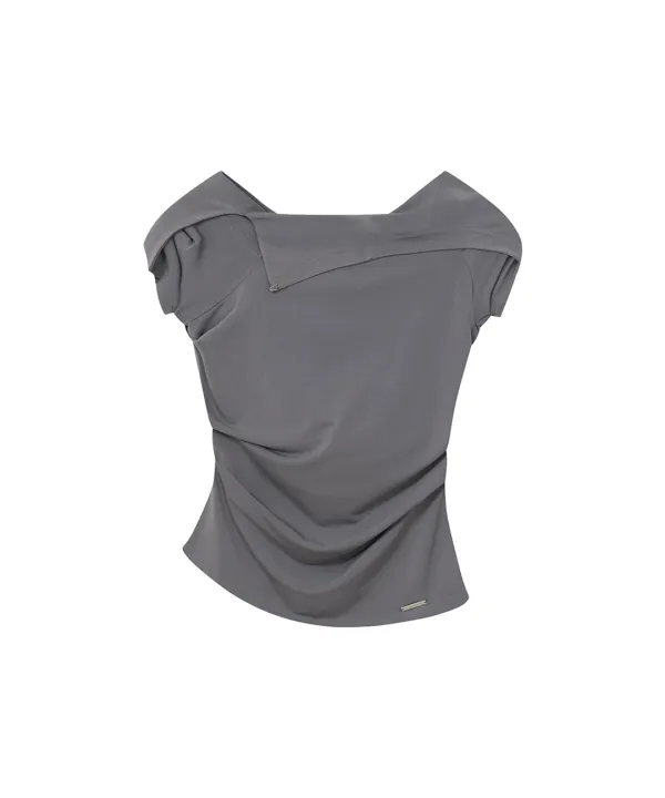 Draped mod hoodie top GREY