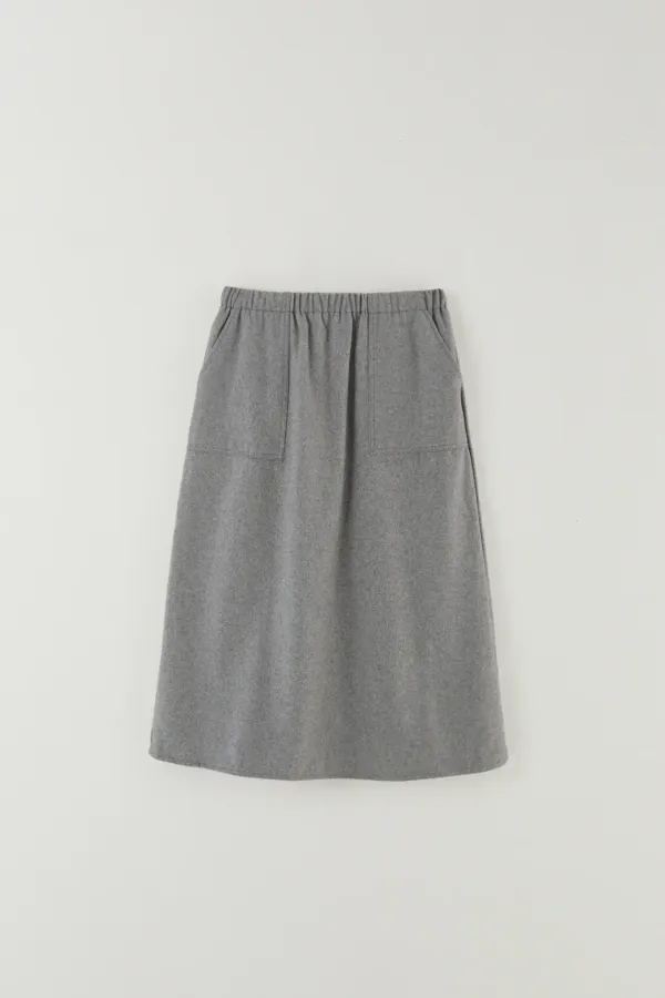 포켓 밴딩 울 스커트 GRAY