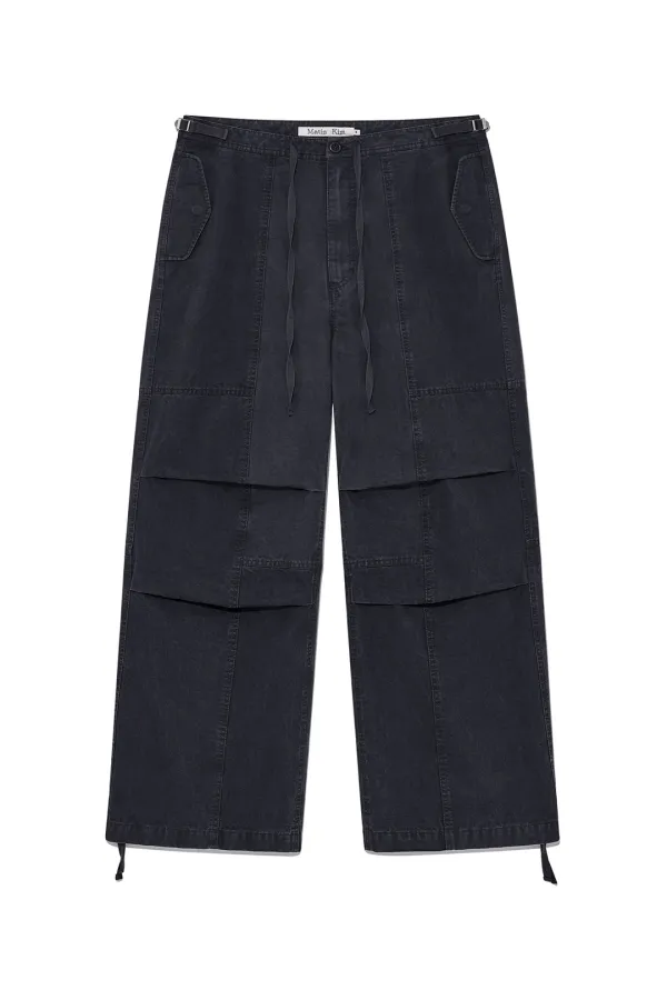 PATCH POINT WASHED COTTON PANTS IN CHARCOAL