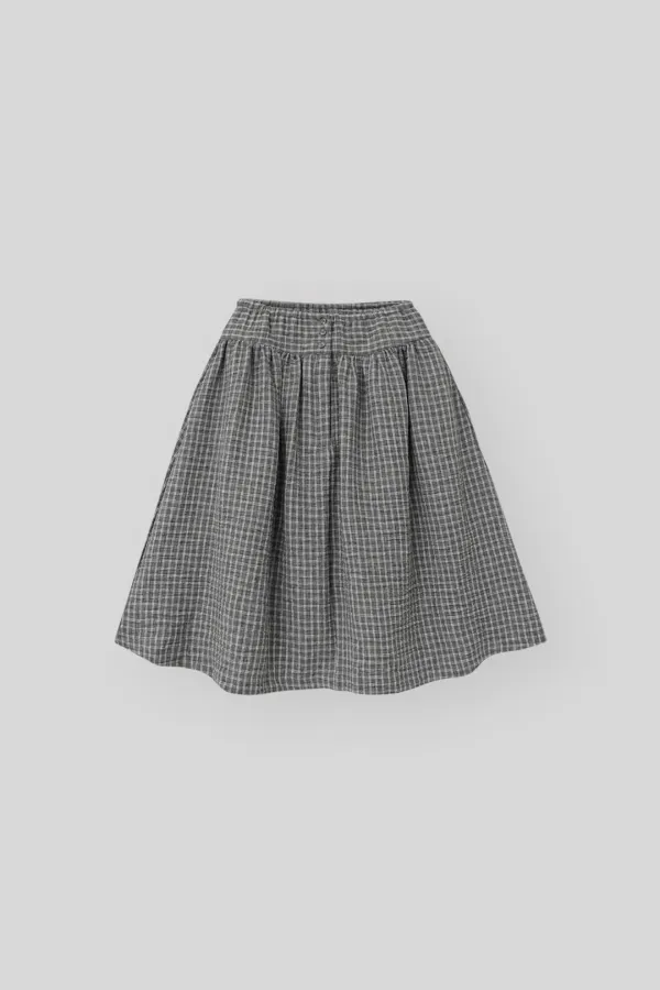 Horn button skirt (gray check)