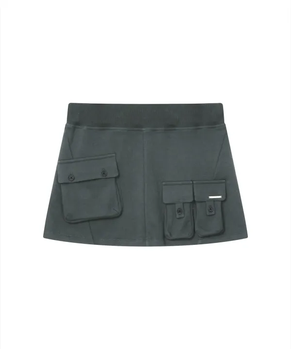 Multi pocket mini skirt CHARCOAL