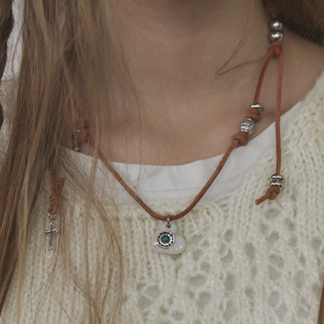 엔프프 totem leather necklace-white 상품 이미지 2