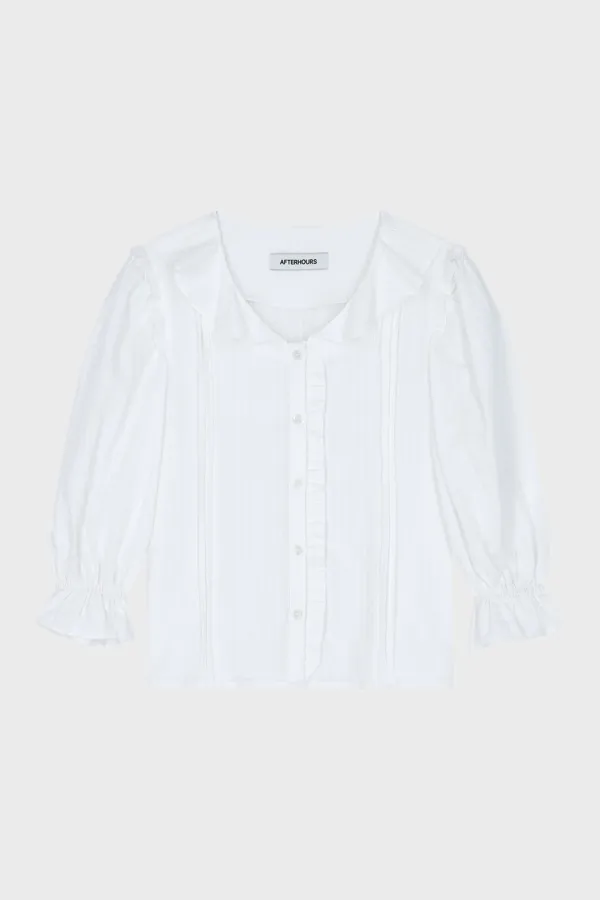 COTTON RUFFLE BLOUSE (WHITE)