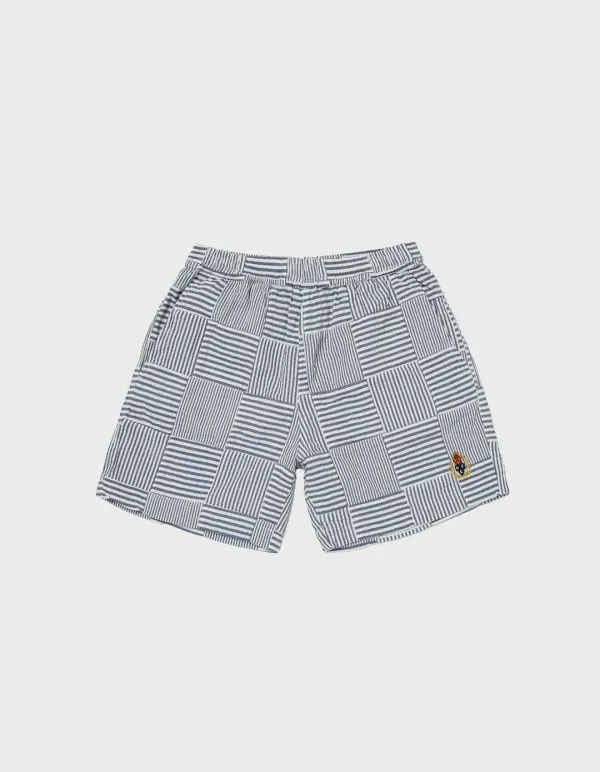 CHILDREN WASHED MADRAS SHORTS / Navy Stripe