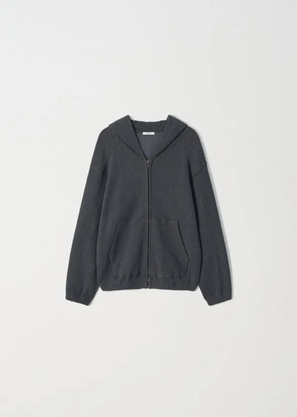 Waffle Hood Zip-Up_Washed Indigo