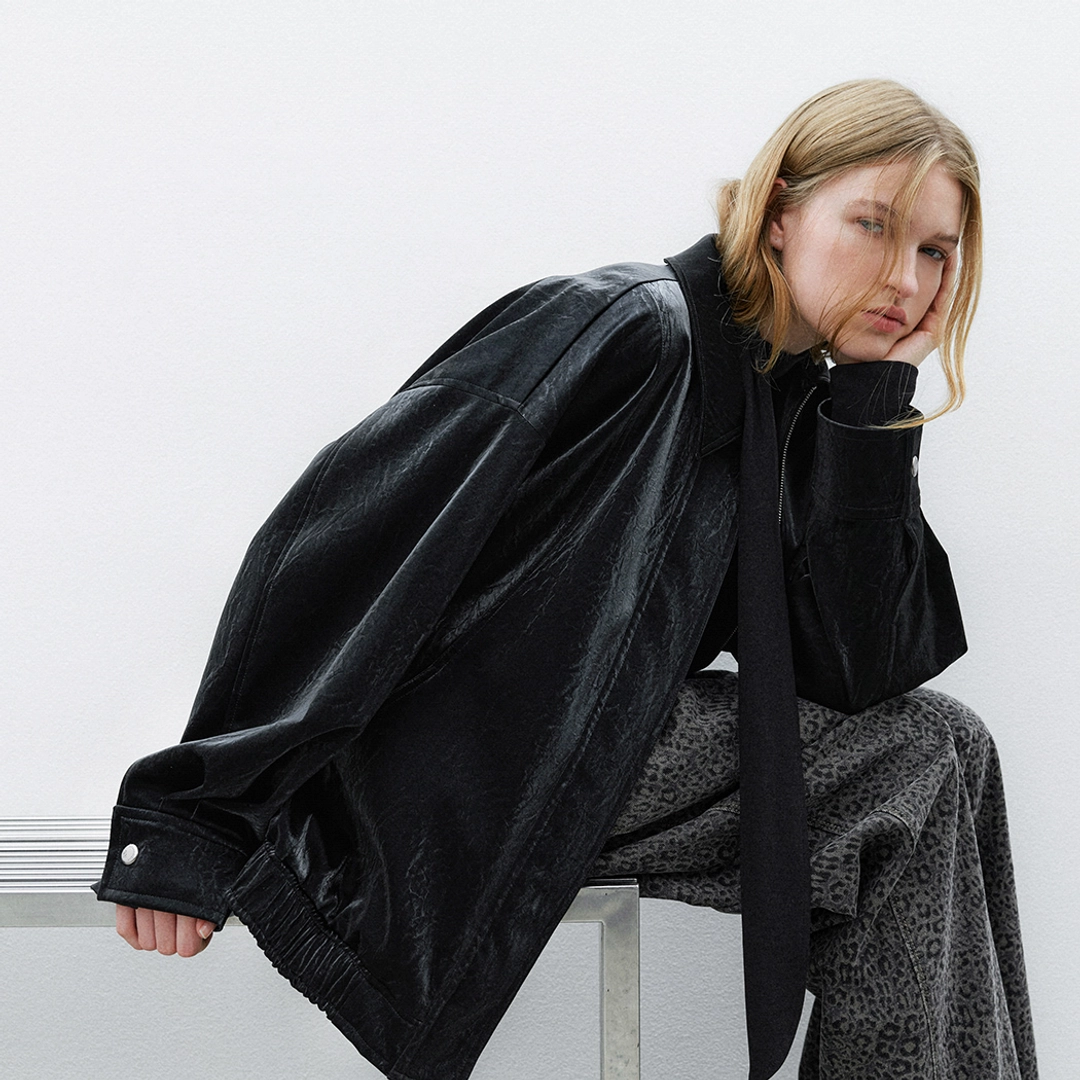 아뜰리에 나인 (Z-JP-586)OVERFIT GLOSSY SNAP BUTTON BLOUSON 상품 이미지 1