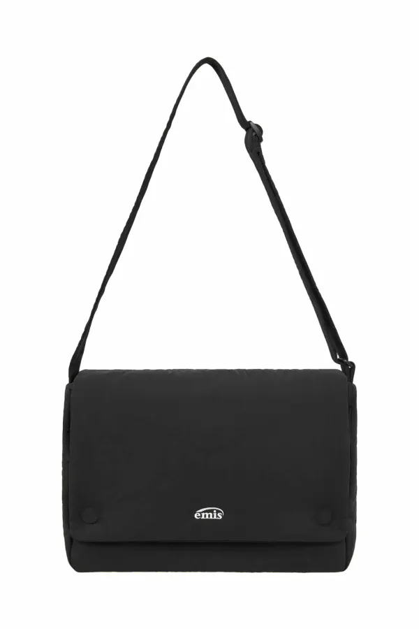 NYLON PADDED CROSSBODY BAG-BLACK