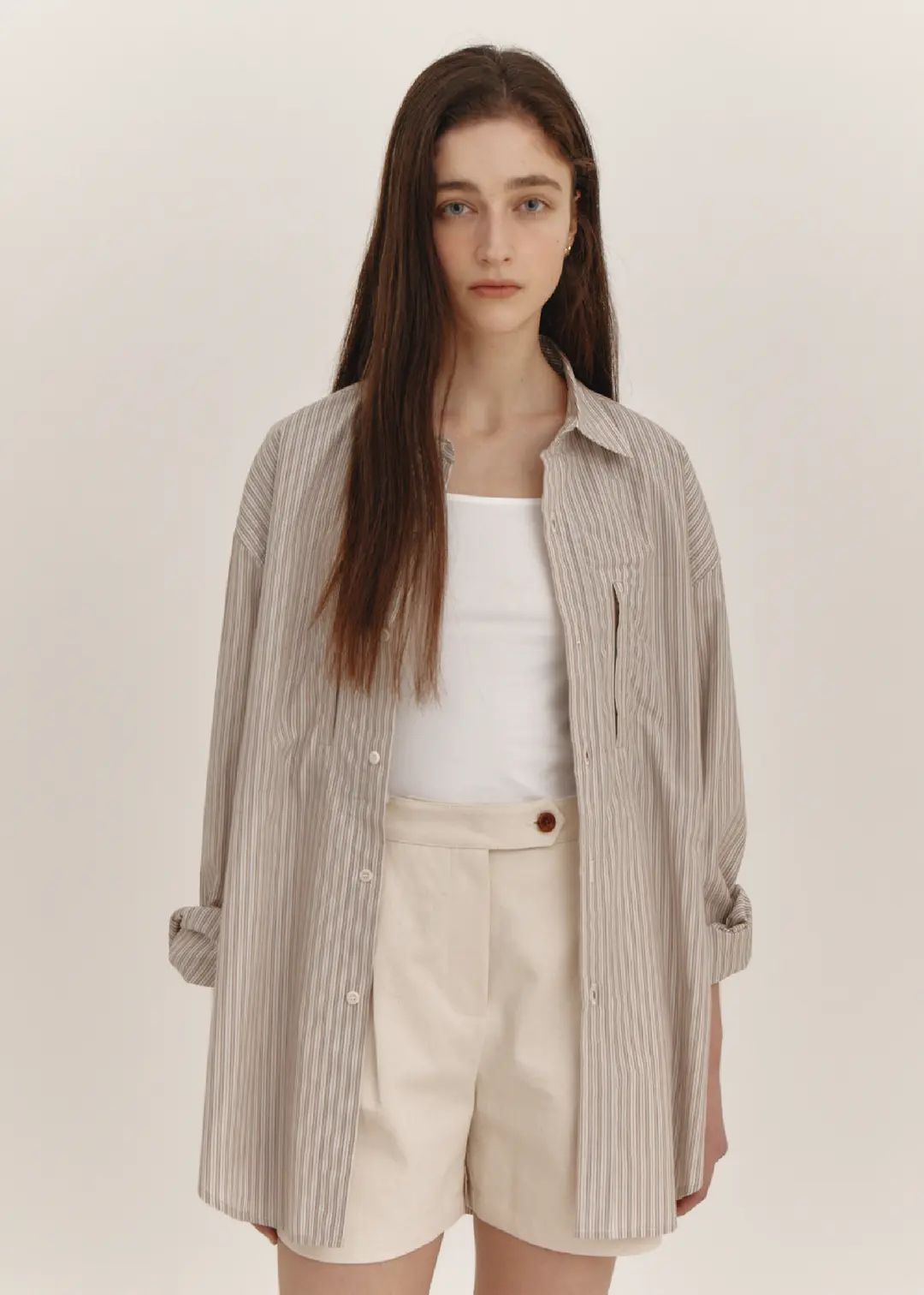 더라이 Stripe Pocket Shirt(Beige) 상품 이미지 2