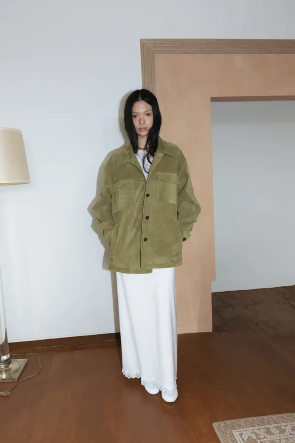 Suede Overshirt Jacket (Olive / Blue / Green)