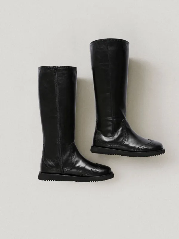 Charity Knee Boots Black (Vibram Sole)