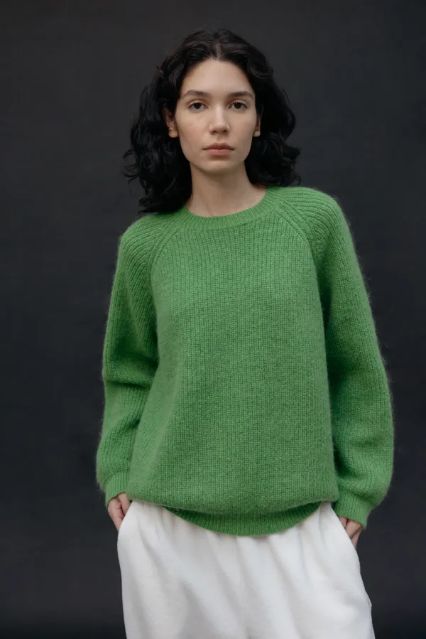 Mohair Round Knit Pullover (Green)