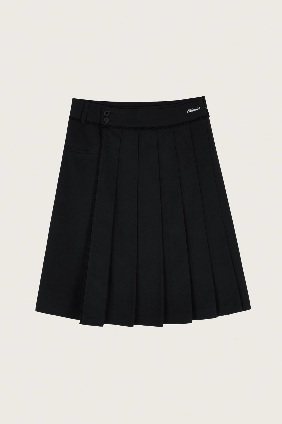 클리시어 Two-Button Pleated Midi Skirt, Black 상품 이미지 1