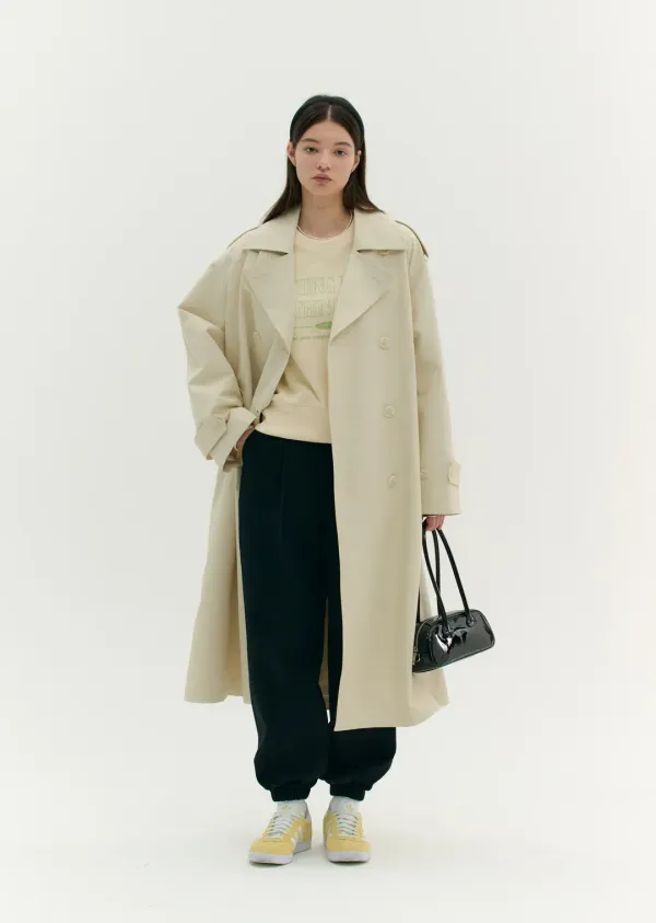 BASIC COTTON TRENCH COAT (sand ivory) [이소연 착용]