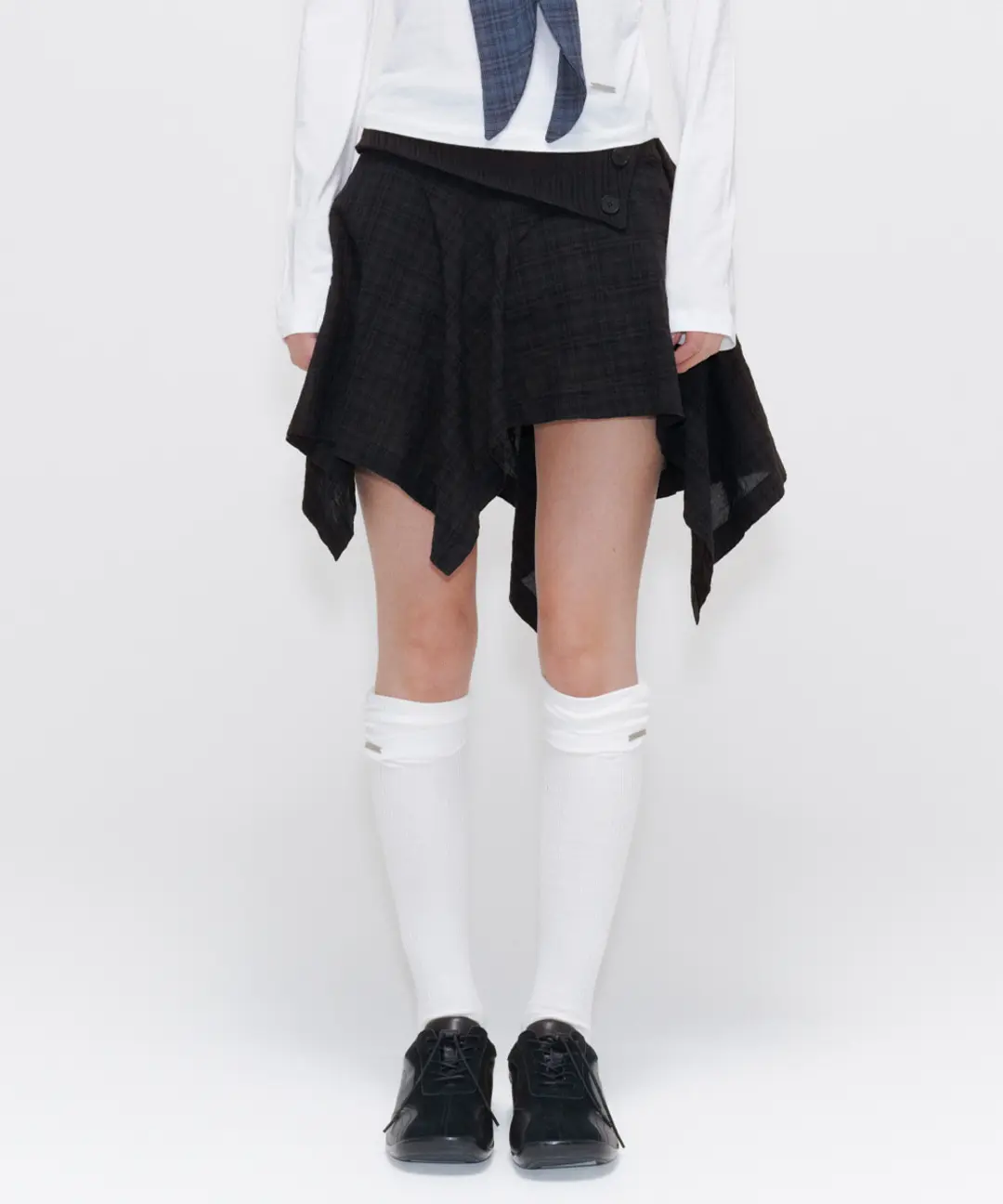 미세키서울 Unbalanced flow mini skirt CHECK 상품 이미지 2