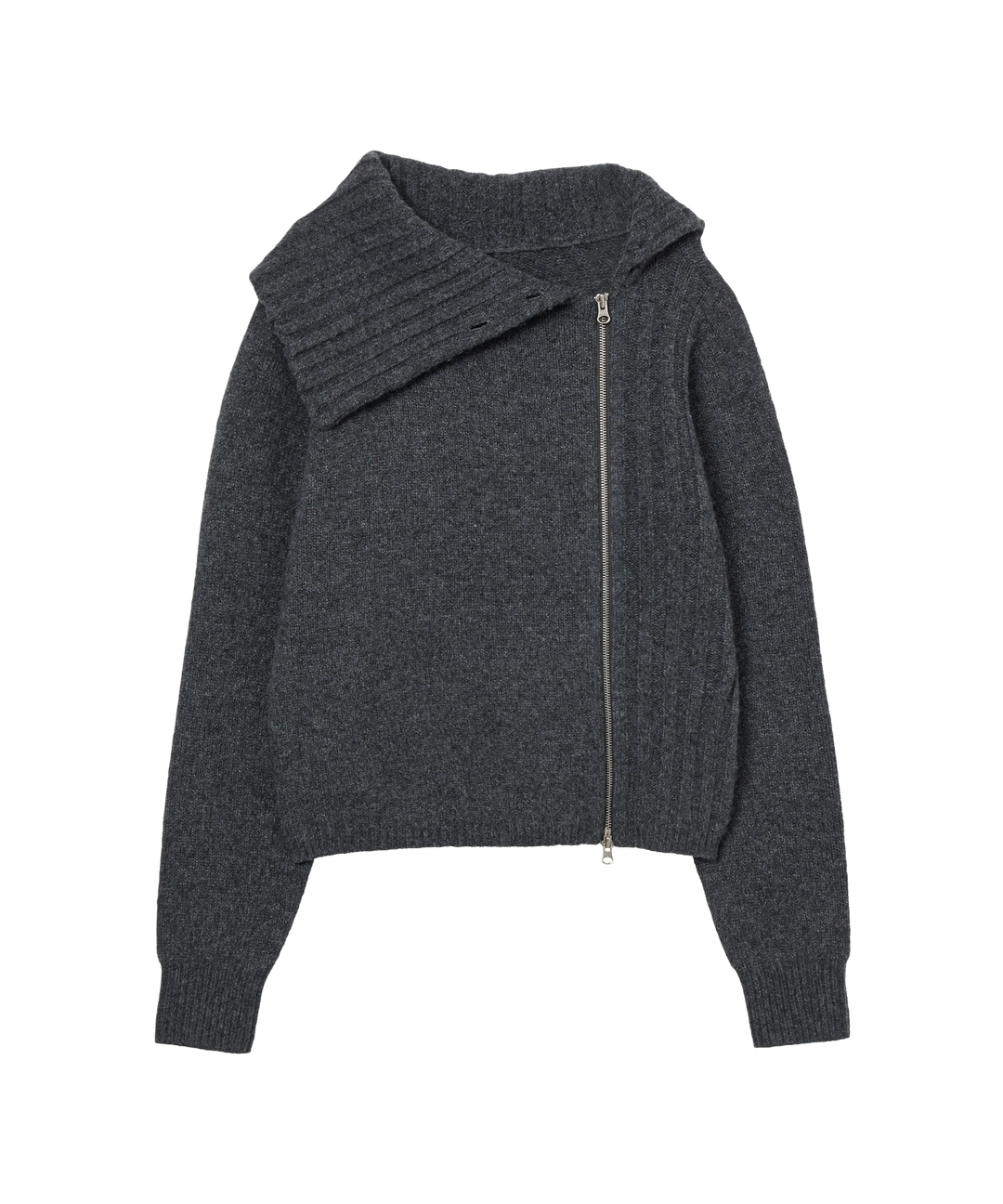 에이이에이이 HIGH NECK KNIT ZIP UP [CHARCOAL] 상품 이미지 1