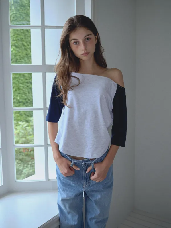 Open shoulder raglan t-shirt ( Melange )