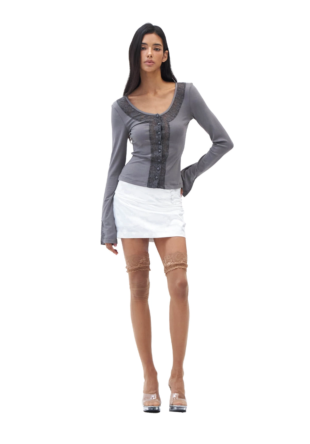 힐다 [Pre-order] Odette Lace Cardigan [Gray] *9/21 발송예정 상품 이미지 2