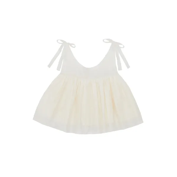 Sleeveless Shirring Blouse (pure ivory)