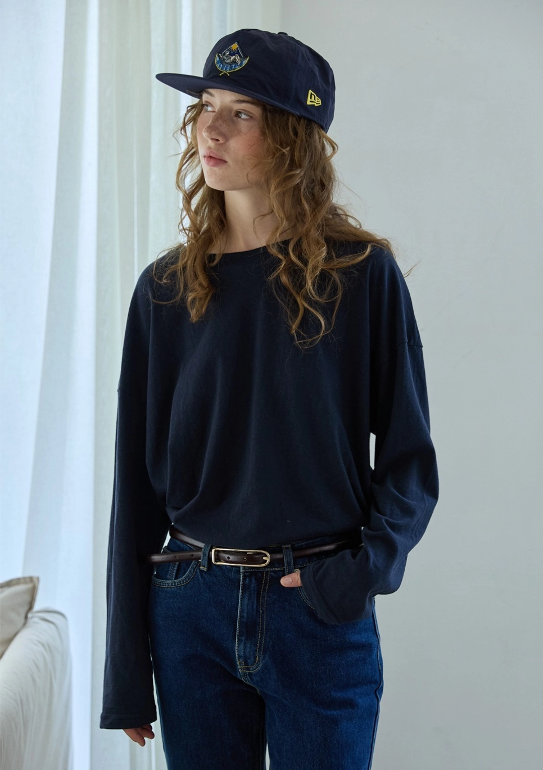 오픈도어 Boat Neck Loose Tee Navy 상품 이미지 1