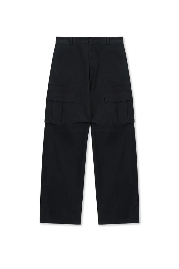 MULTI POCKET UTILITY WIDE PANTS IN BLACK
