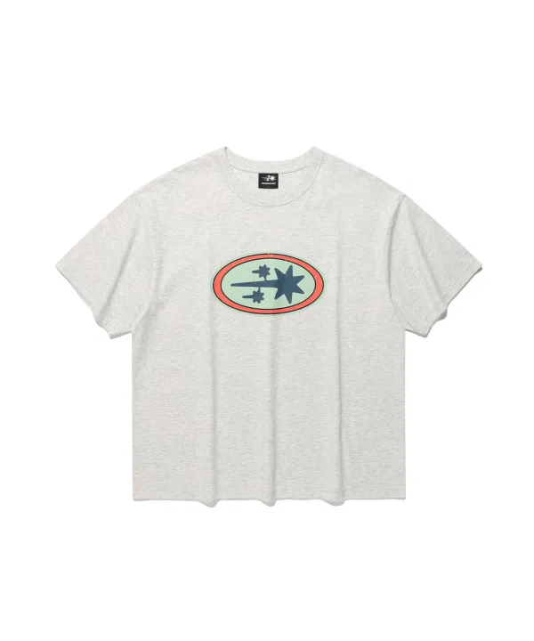 oval 3star logo tee[light grey]