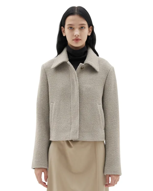 W Wool Blend Jacket, Dark Beige