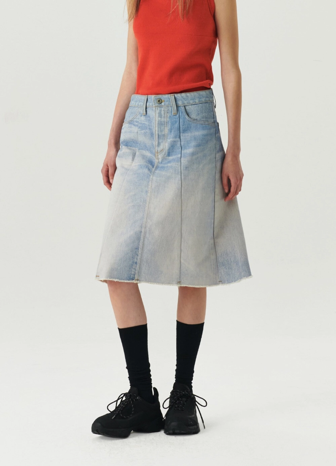 르바 Digital-Print Pannel Skirt - Digital Denim 상품 이미지 2