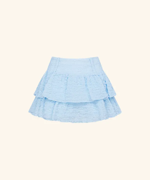 Summer Wrinkle Cancan Mini Skirt ( Sky blue )