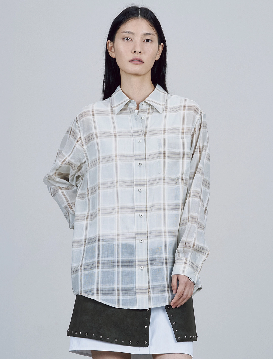 솔티페블 OVER-FIT CHECK SHIRT [MINT] 상품 이미지 2