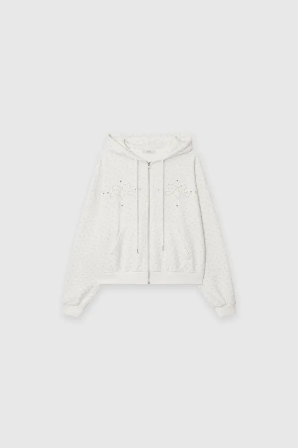 Pearl Hoodie Zip-Up Flower