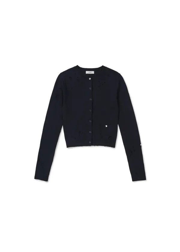 DISTRESSED CARDIGAN (NAVY)