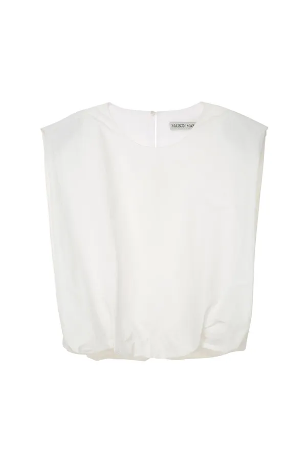 Padded Shoulder Blouse, White