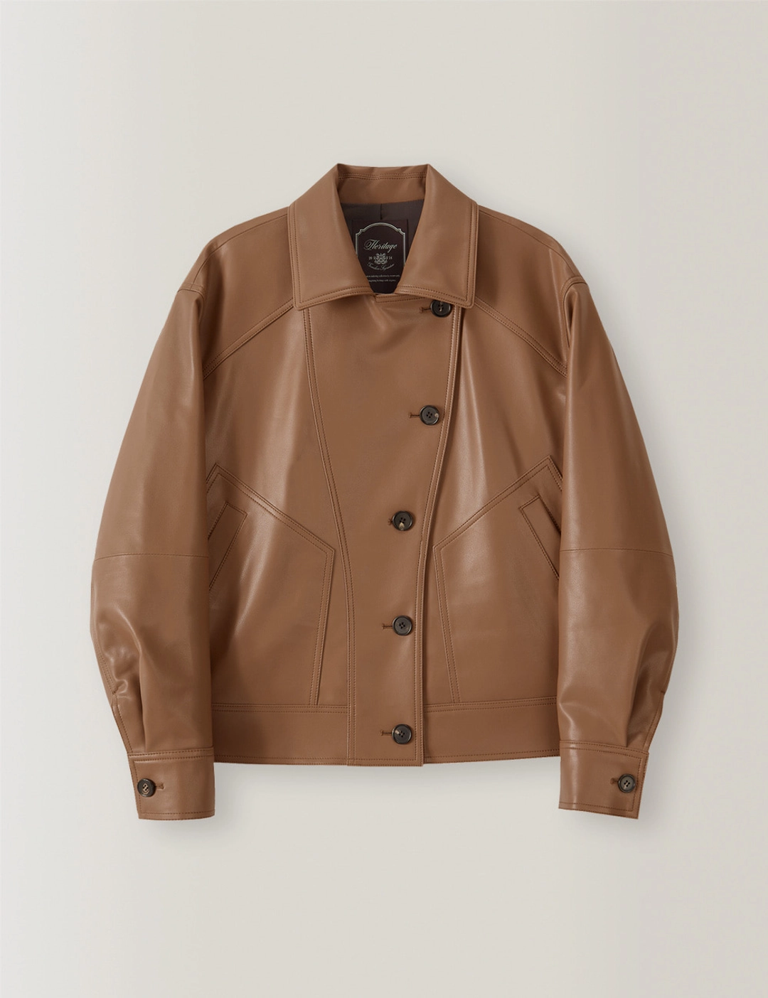 노미나떼 Italy Naked Lambskin Leather Blouson (Cognac) 상품 이미지 3