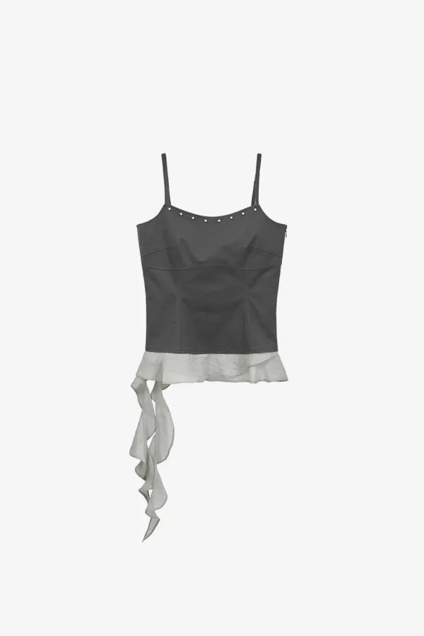 스터드 러플 뷔스티에 CHARCOAL