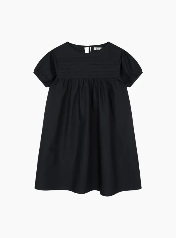 PUFF COTTON DRESS (NAVY)