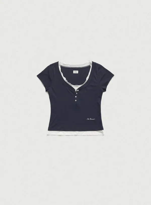 Noah Slim Layered Tee_Navy