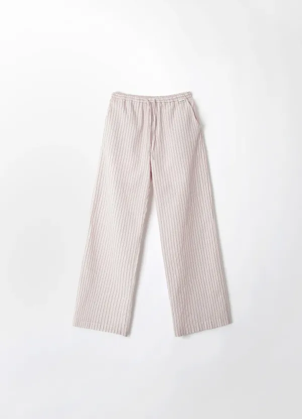 Light Washed Stripe Pants - Pink Stripe