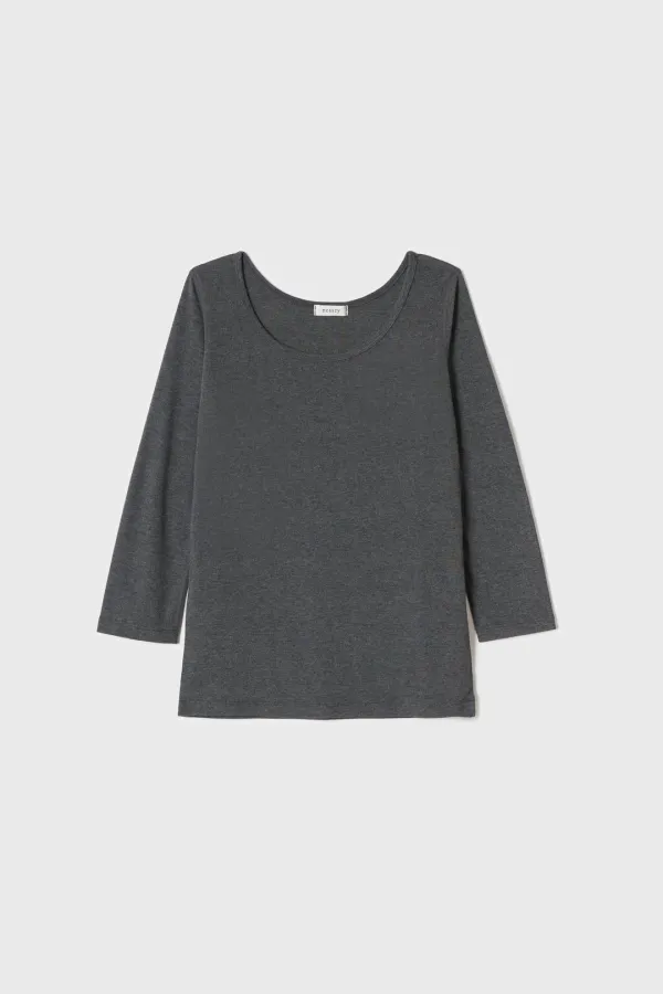 U-Neck Sleeve Top (Melange Grey)