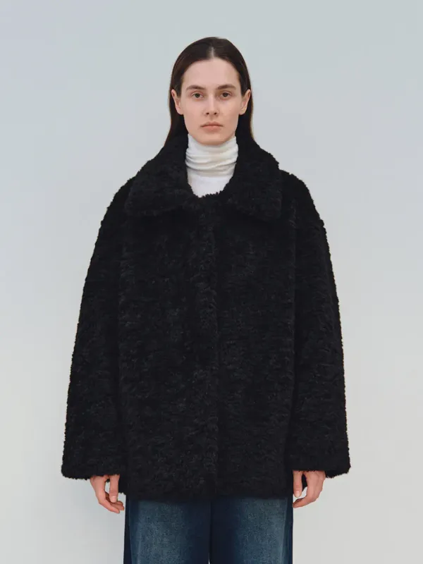 TFW COLLAR FLUFFY SHEARING JACKET_BLACK