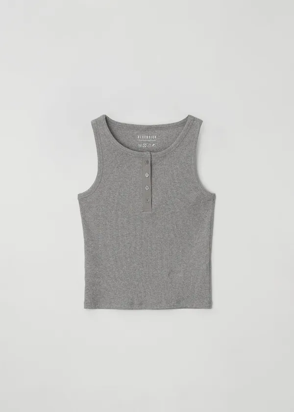 Button sleeveless t-shirt (3colors)