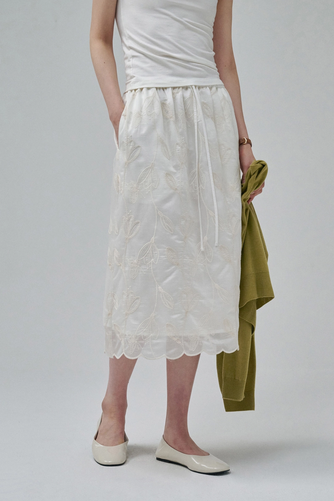 세이지먼트 LEILA FLORAL MIDI SKIRT_IVORY 상품 이미지 2