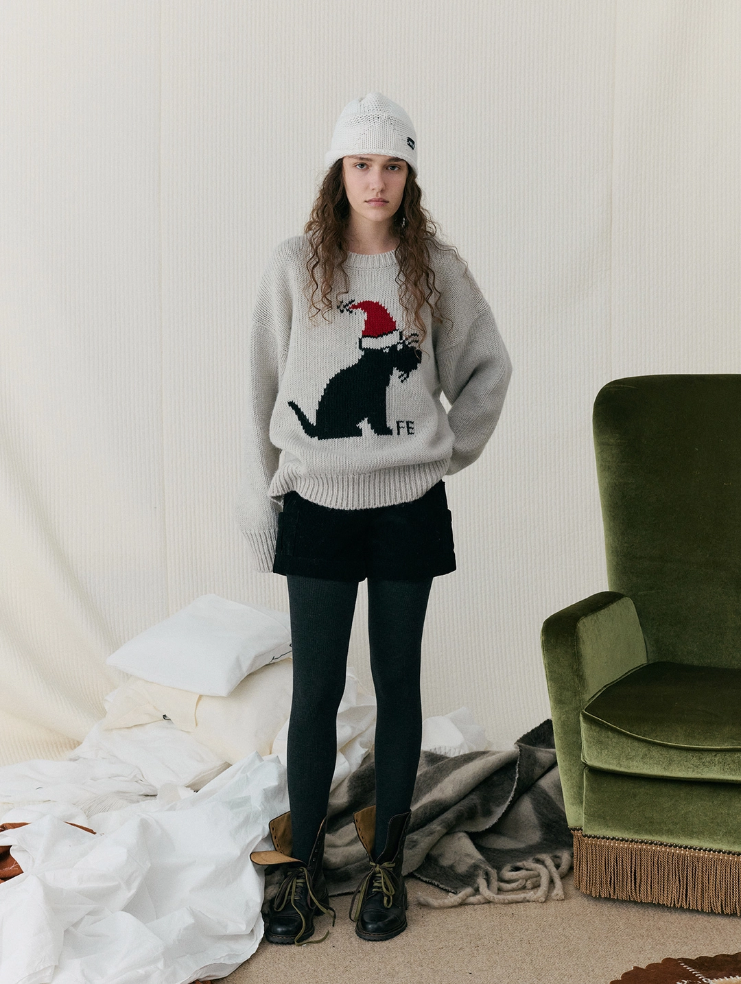 포에토 [2nd] Noel puppy mohair knit - oatmeal grey 상품 이미지 2