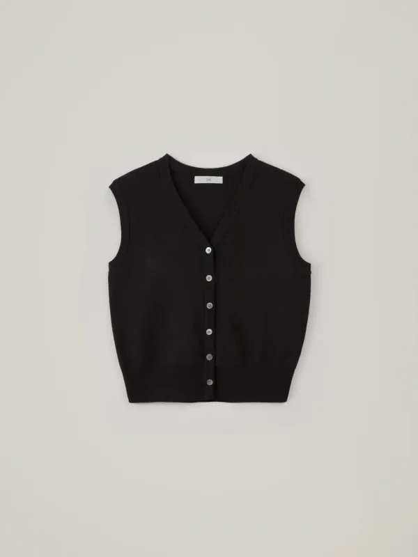 Dein V-Neck Knit Vest - Black