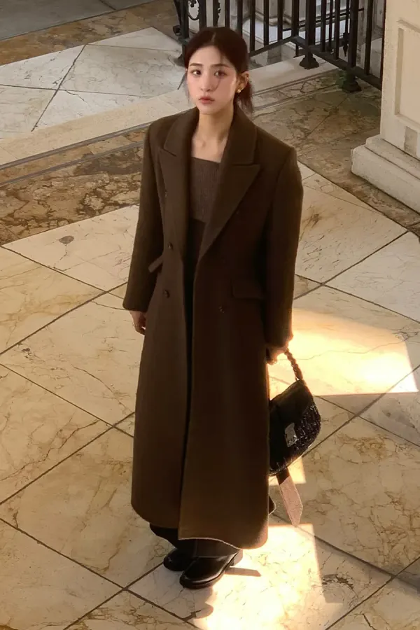 Double Wool Maxi Coat (brown)