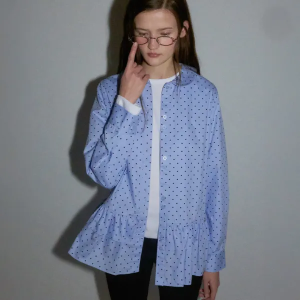 POLKA PEPLUM BLOUSE DOT SKY