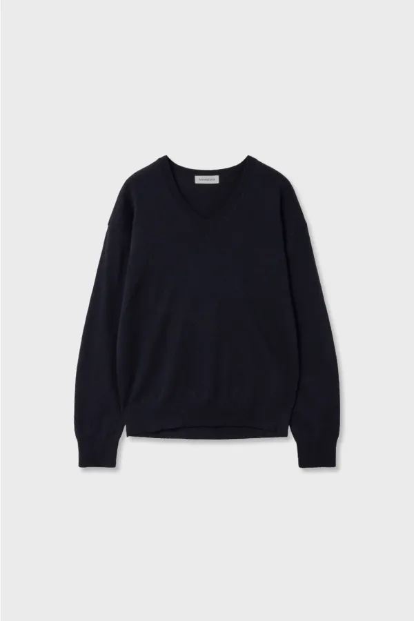 퓨어 브이넥 박시 니트 (3color)