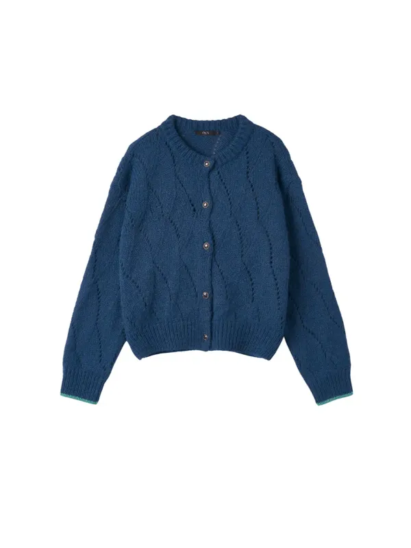 Seio Wool Knit Cardigan Artic Blue