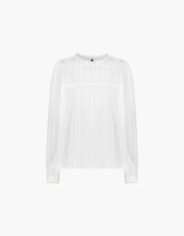lace shirring blouse - ivory