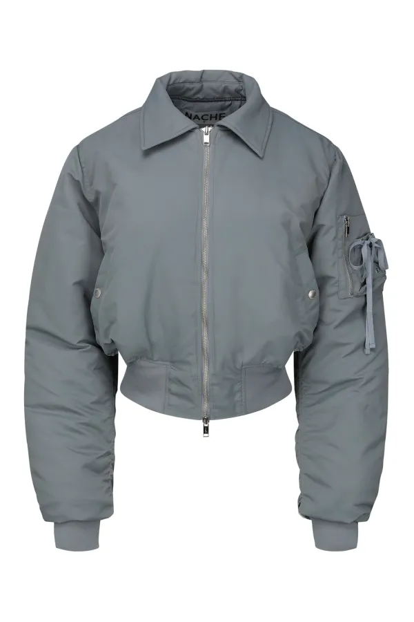 CROPPED BOMBER JACKET (UNISEX) DUSTY BLUE