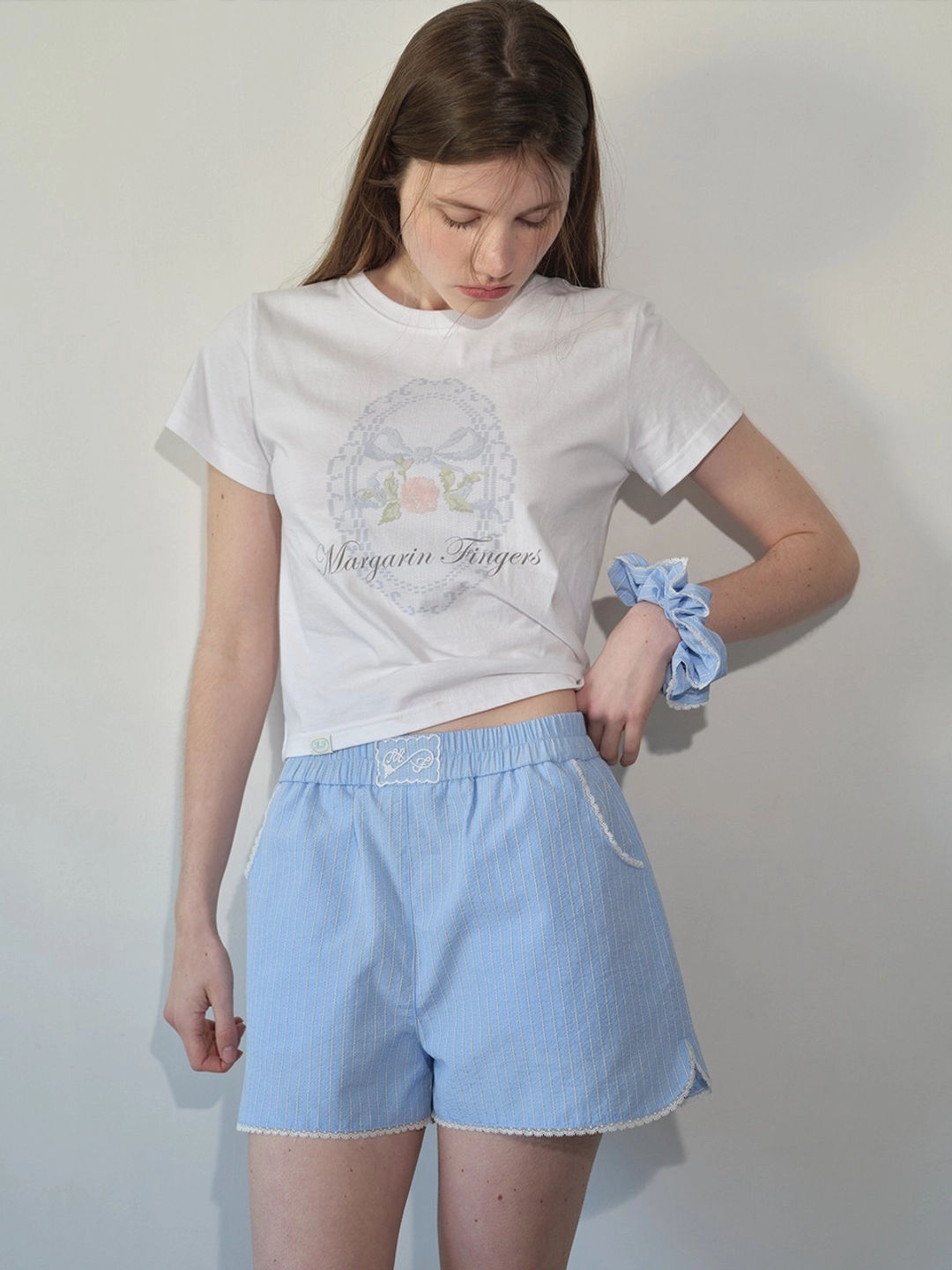 마가린핑거스 STRIPED LACE SHORTS (LIGHT BLUE) 상품 이미지 2
